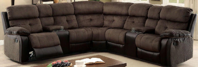 Hadley Ii Collection Cm6871-sectional 112" 3-piece Reclining Sectional With Left Arm Facing Console Loveseat Corner Wedge And Right Arm Facing Console