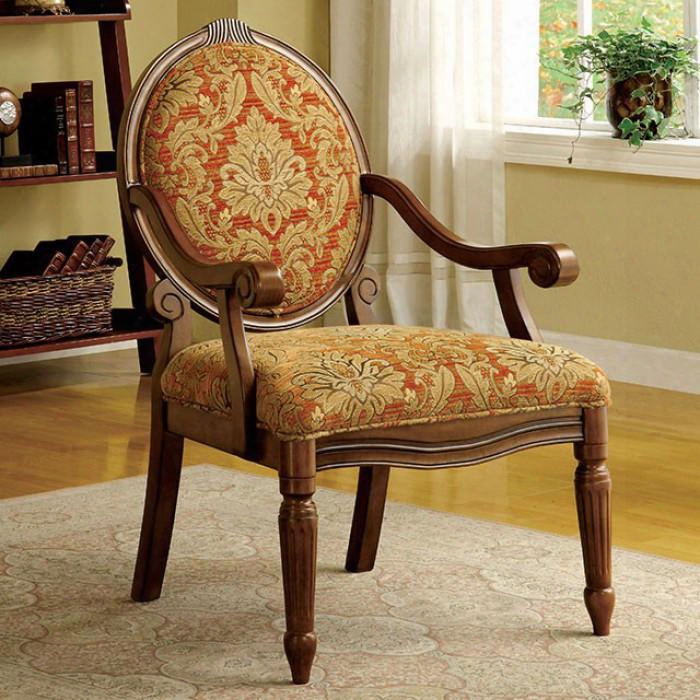 Hammond Cm-ac6024 Accent Chair With Victorian Design Solid Wood And Others Padded Fabric Seat Antique Oak Finish In Antique