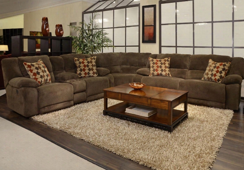 Hammond Collection 61441-8-9-2776-19/2777-49 3-piece Sectional With Power Reclining Sofa Corner Wedge And Power Reclining Loveseat In Mocha And Pillows In
