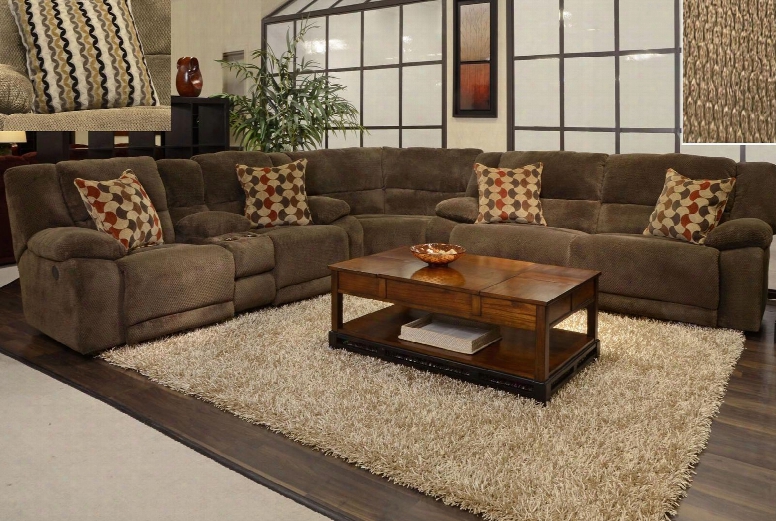 Hammond Collection 61441-8-9-2776-29/2778-29 3-piecesectional With Power Reclining Sofa Corner Wedge And Power Reclining Loveseat In Coffee And Pillows In