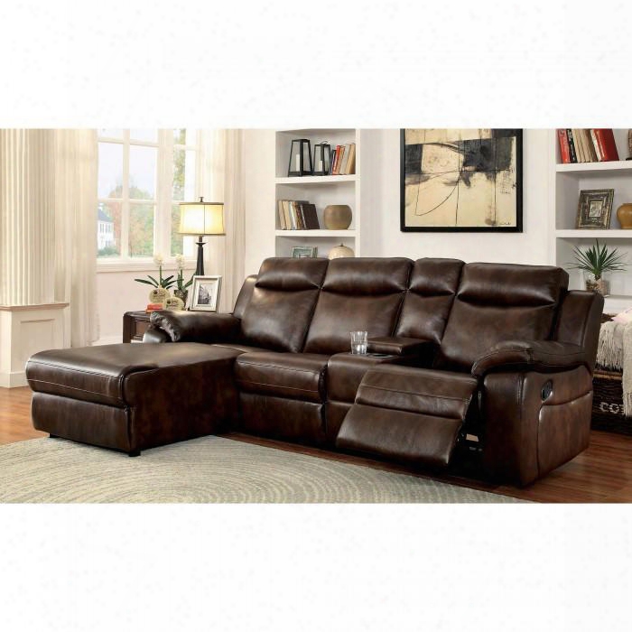 Hardy Collection Cm6781br-sectional 101" 2-piece Reclining Sectional With Left Arm Facing Chaise And Right Arm Facing Console Loveseat In