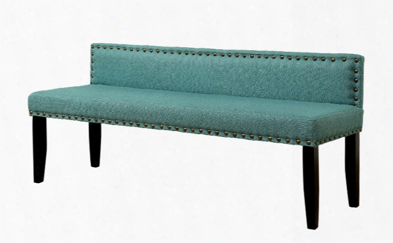 Herstal Iii Collection Cm-bn6051bl-l 64&quoy; Large Size Bench With Nailhead Trim W Ood Veneers Construction And Padded Linen-like Fabric In Blue