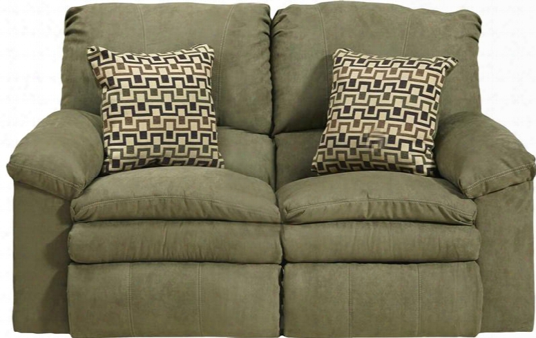 Impulse Collection 61242 2207-25/1781-29 60" Power Reclining Loveseat With Pillow Pad Seats Baseball Stitching And Spl It Back In Moss And Pillows In