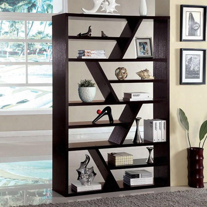 Kamloo Cm-ac118 Display Shelf With Perfect For Display Or Book Zigzag Shelf Separation Melamine Coating Espresso Finish In