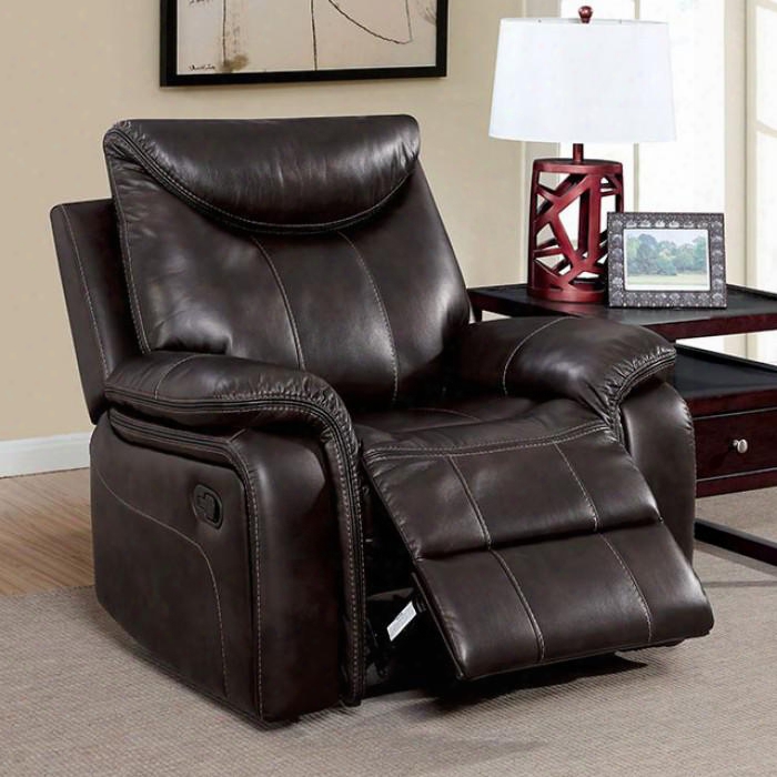 Karleee Collection Cm6988-ch 42" Glider Recliner With Contrast Stitching Plush Cushions And Breathable Leatherette In Dark