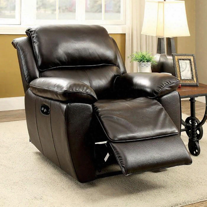 Keara Collection Cm6984-pm-ch 41" Power-assist Recliner With Split Back Large Padded Arms And Top Grain Leather Match In Dark