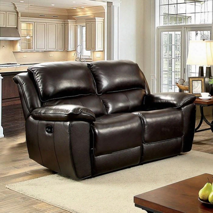 Keara Collection Cm6984-pm-lv 63" Power-assist Love Seat With 2 Recliner Split Back Large Padded Arms And Top Grain Leather Match In Dark