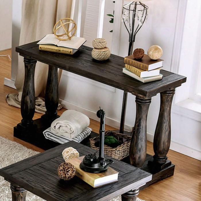 Keira Collection Cm4455s-table 50" Sofa Table With Open Shelf Rustic Wood Grains And Turned Legs In Weathered