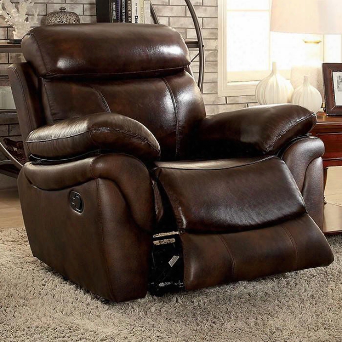 Kinsley Collection Cm6983-ch 44" Recliner With Top Grain Leather Match Upholstery Plush Cushions And Large Padded Arms In