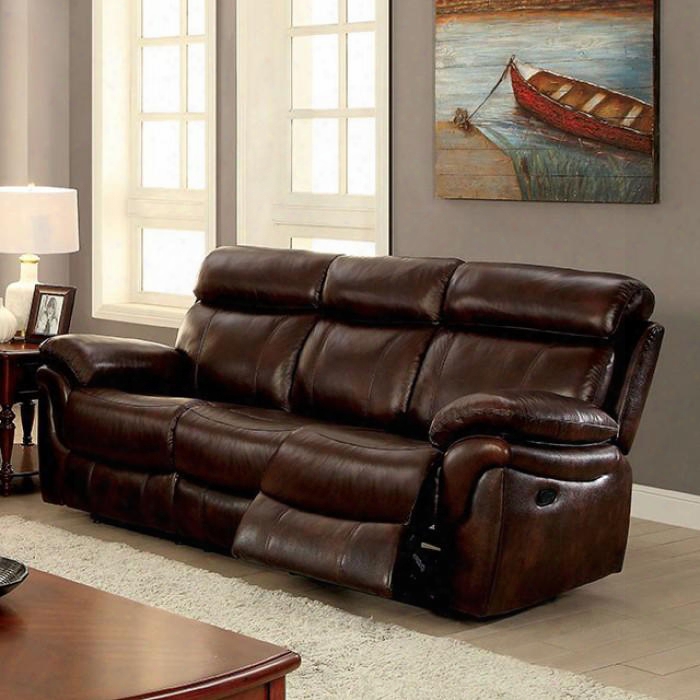 Kinsley Collection Cm6983-sf 88" Reclining Sofa With 2 Recliners Top Grain Leather Match Upholstery Plush Cushions And Large Padded Arms In