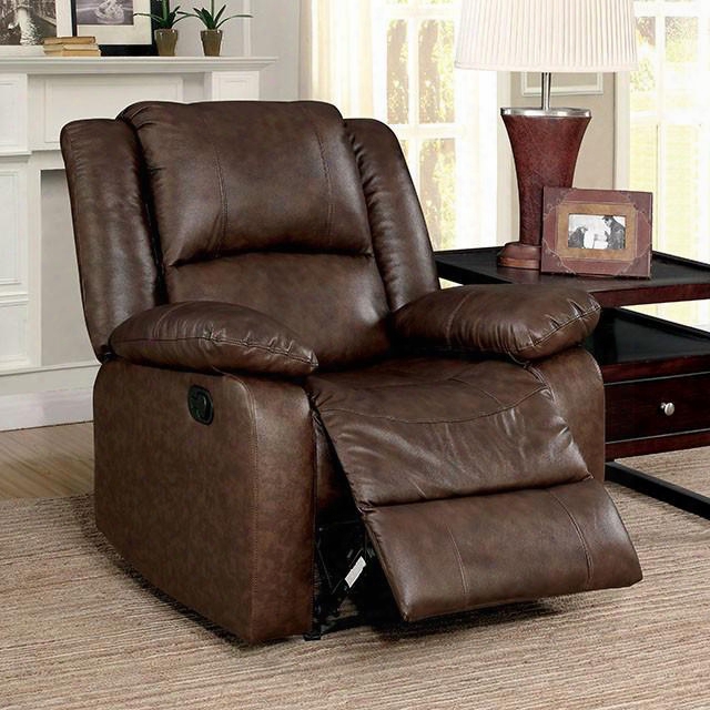 Kris Collection Cm623-ch 36" Recliner With Split Back Pillow Top Arms And Top Grain Leather Match In