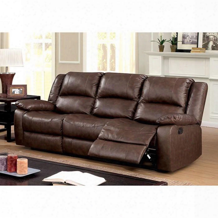 Kris Collection Cm6293-sf 80" Sofa With 2 Recliners Split Back Pillow Top Arms And Top Grain Leather Match In