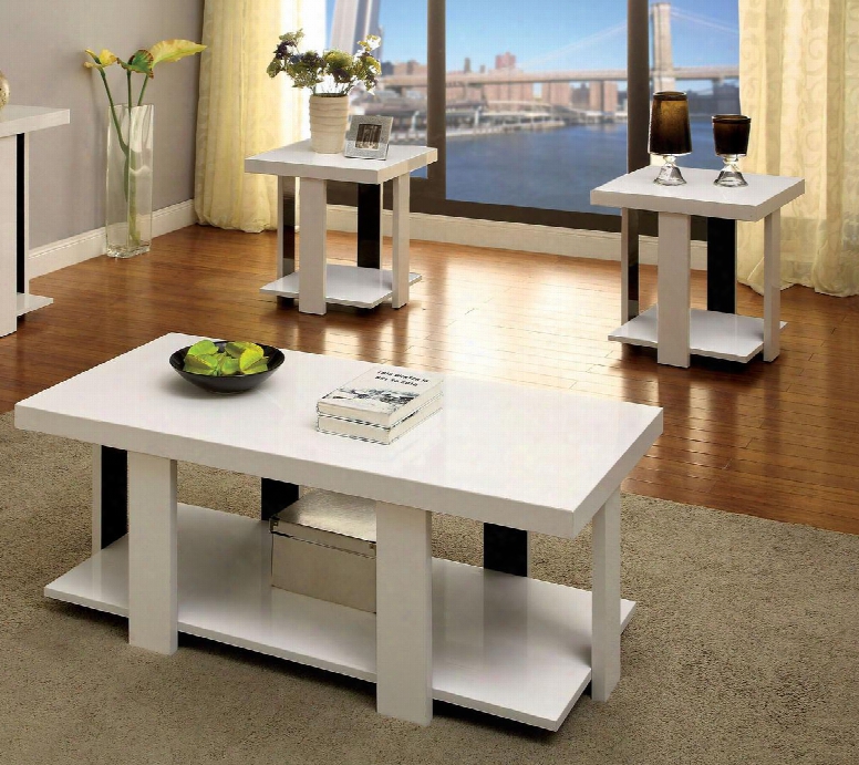 Lakoti I Collection Cm4240wh-3pk 3-piece Table Set With Coffee Table And 2x End Table In