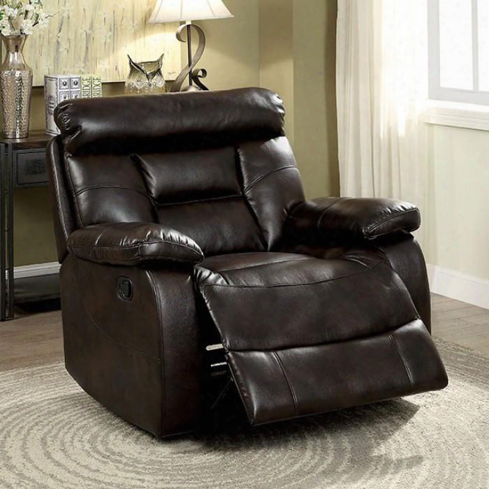 Lakyn Collection Cm-rc6817 42" Glider Recliner With Plush Cushions Plush Armrests And Breathable Leatherette In Dark