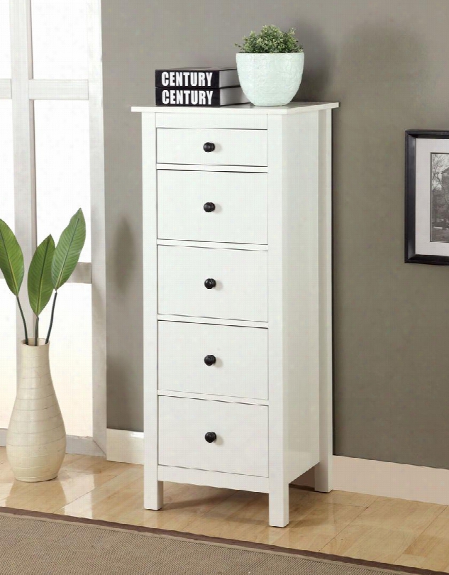 Launces Cm-ac119wh Storage Chest With Contemporary Style Compact Design 5-drawer Chest In