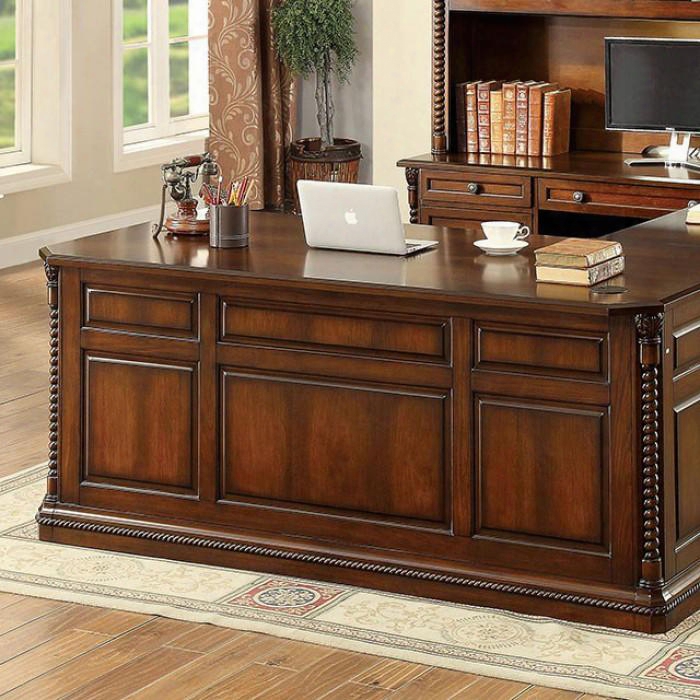 Lavinia Cm-dk6382d Writing Desk With Traditional Style Ornate Rope-like Design Multiple Drawers Solid Wood Wood Veneer Others* In Dark