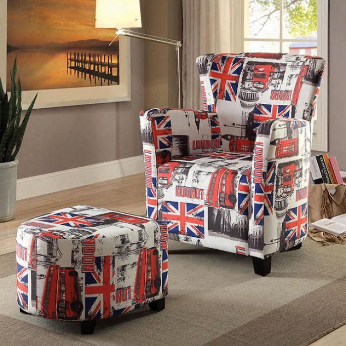 Leicester Cm-ac6460 Accent Chair With Contemporary Style Flared Fan Back Ottoman Included Solid Wood/others In British