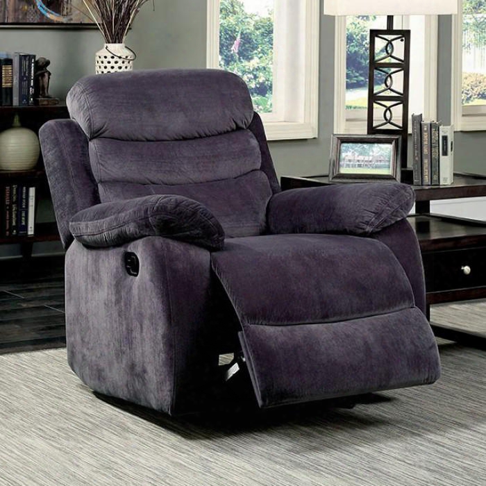 Leigh Collection Cm6238-ch 35" Glider Recliner With Plush Arms Tufted Design And Fabric Upholstery In