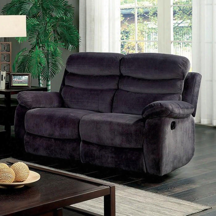 Leigh Collection Cm6238-lv 60" Reclining Love Seat With Plush Arms Tufted Design And Fabric Upholstery In