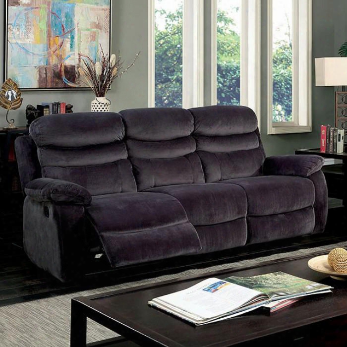 Leigh Collection Cm6238-sf 82" Reclining Couch With Plush Arms Tufted Design And Fabric Upholstery In