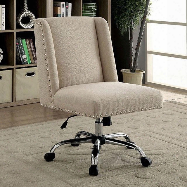 Lisette Cm-fc642iv Office Chair With Contemporary Style Wingback Chair Sturdy Legs With Casters Adjustable Height In