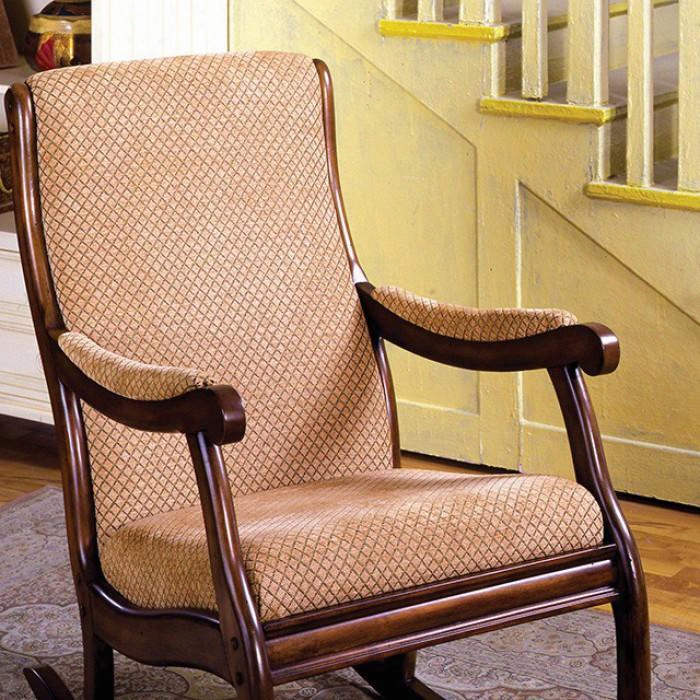 Liverpool Cm-ac6408 Rocking Chair With Classic Style Rocker Solid Wood And Others Padded Fabric Seat Antique Oak Finish In Antique