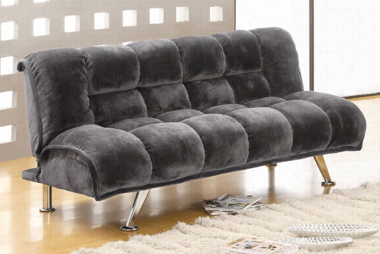 Marbelle Collection Cm2904gy 74" Futon Sofa With Champion Fabric Chrome Legs And Extra Folding Legs In