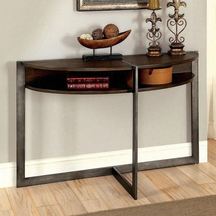 Matilda Collection Cm4312s 49" Sofa Table With Metal Crossed Legs Lower Storage Shelf And Wooden Top In Dark