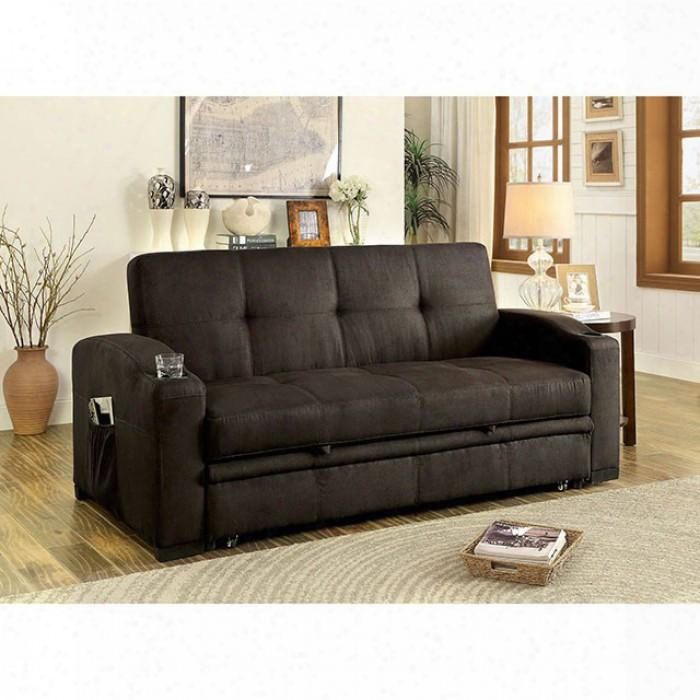 Mavis Collection Cm2691-set 75" Futon Sofa With Tufted Cushion Pull-out Underseat Base Alternate Expansive Bed And Fabric Upholstery In Ignorance