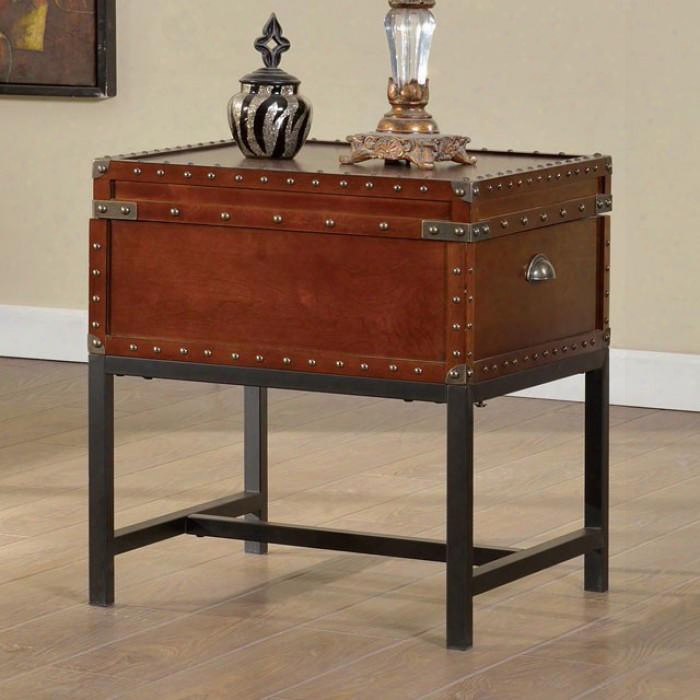 Milbank Collection Cm4110e 20" End Table With Nailhead Accents Trunk Design And Stretcher In