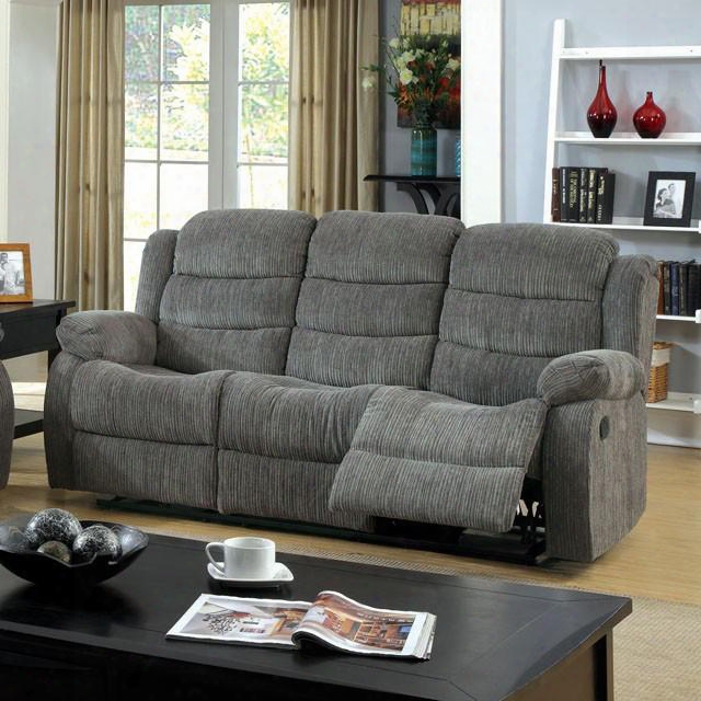 Millville Collection Cm6173gy-sf 77" Reclining Sofa With Tufted Cushion Details Smooth Recline Release And Chenille Fabric In