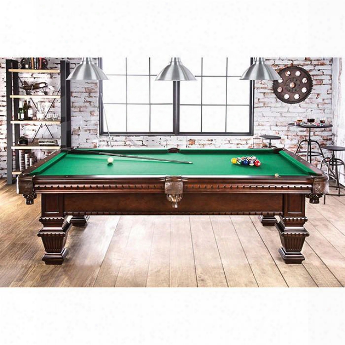 Montemor Cm-gm337-set Pool Table Set Wiht Cotemporary Style Leather Pocket Cover With Carved Patterns Decorative Carvings On Base And Legs Includes Balls