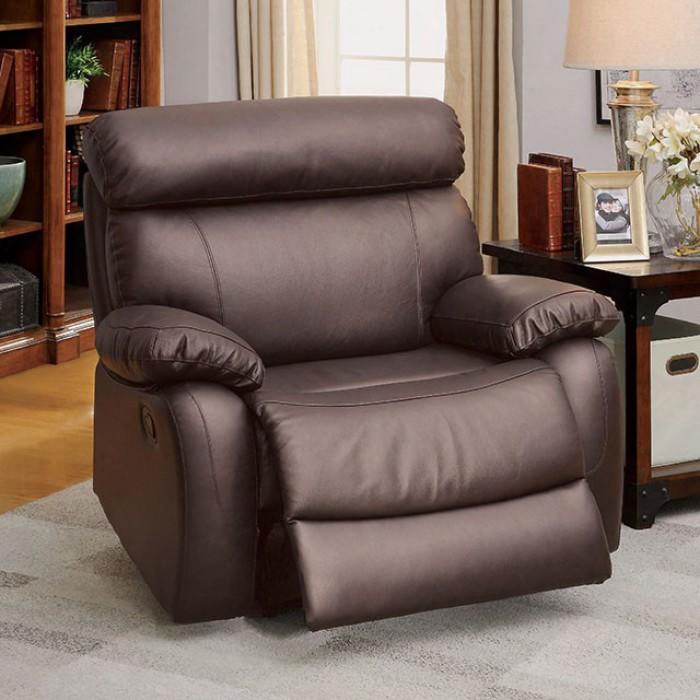 Myrtle Collection Cm6193-ch-xl 46" Glider Recliner With Top Grain Leather Match Split Back And Pillow Top Arms In