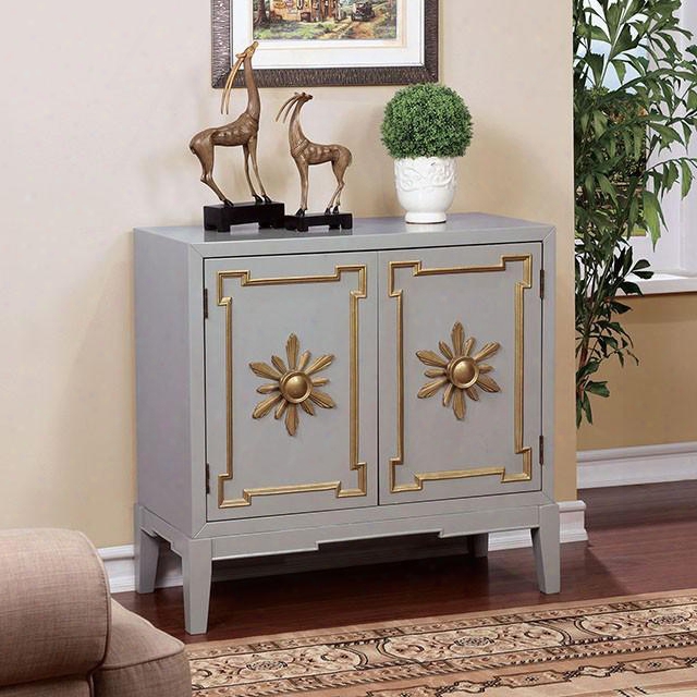 Nayeli Cm-ac304gy Hallway Chest With Vintage Style Antique Gold Details Cabinet With 2 Shelves Solid Wood And Others* In