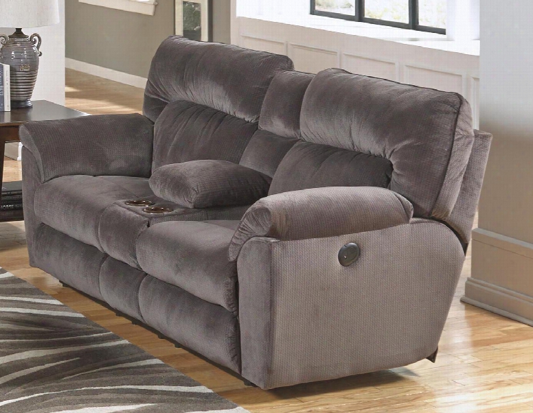 Nichols Collection 61679 2370-28 89" Power Lay Flat Reclining Console Loveseat With Fabric Upholstery Storage Pillow Top Arms And Split Back In