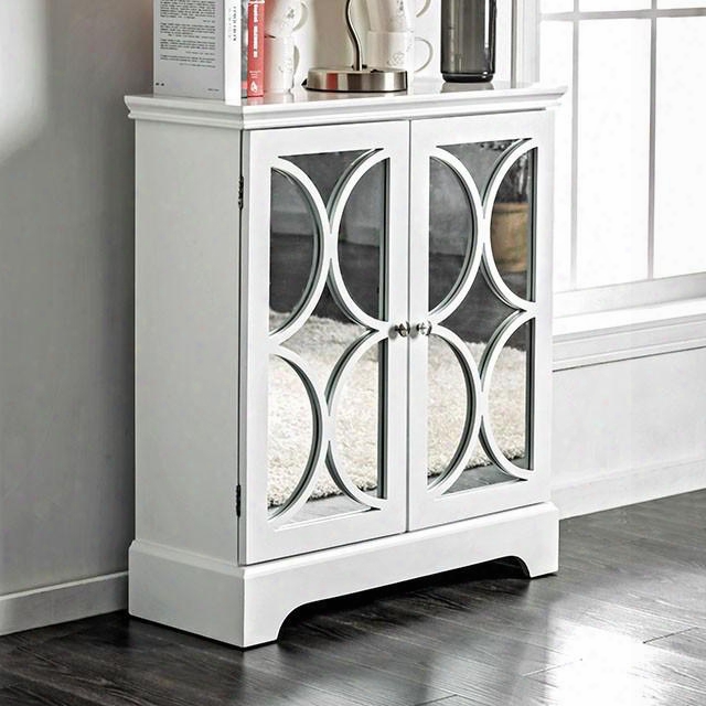 Nila Cm-ac504 Hallway Cabinet With Contemporary Style 3mm Aluminum Mirror Insert Cabinet With 3 Shelves Silver Pulls In