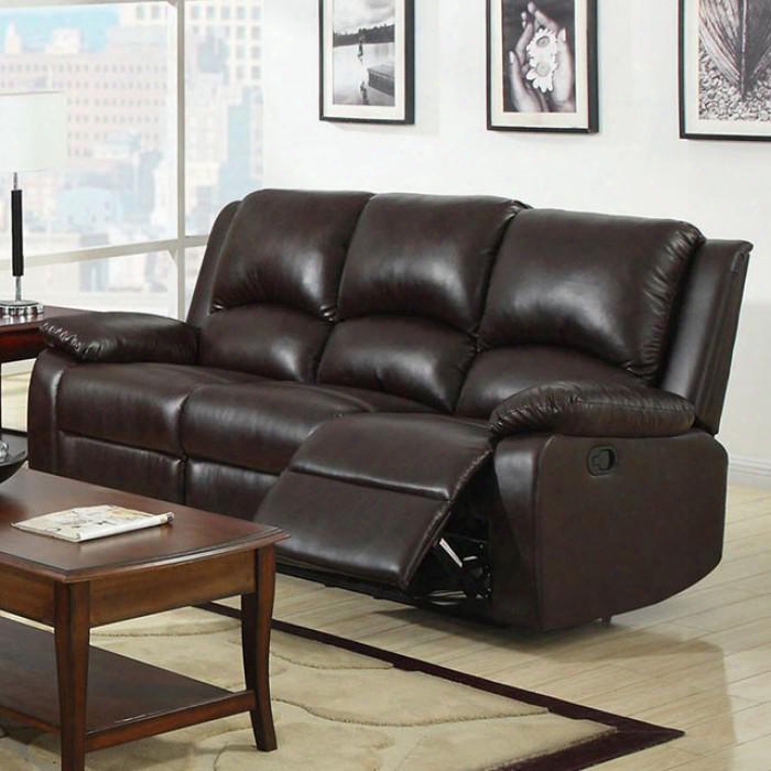 Oxford Collection Cm6555-s 77" Reclining Sofa With 2 Recliners Plush Cushions And Leatherette In Rustic Dark