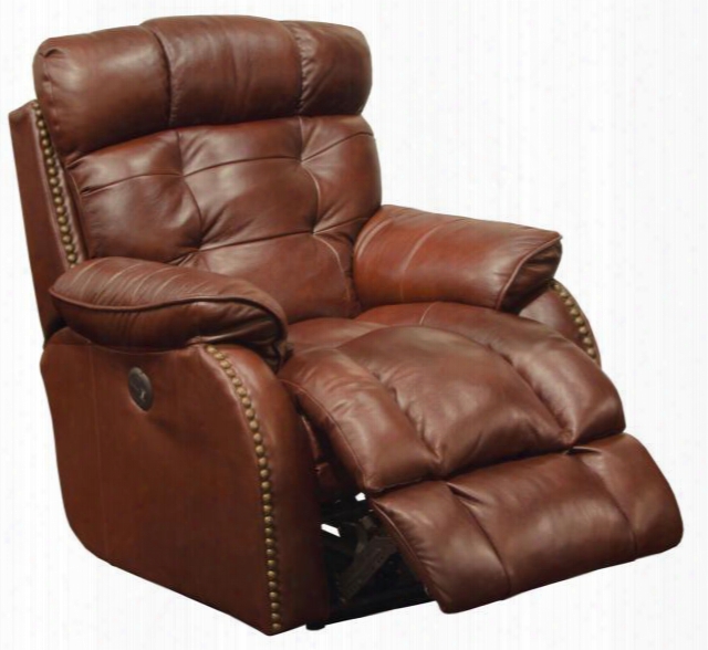 Patterson Collection 64773-7 1283-19/3083-19 37" Power Lay Flat Recliner With Brass Nailhead Accents Lay-flat Reclining X-tra Comfot Footrest And Rise Aloft Grain