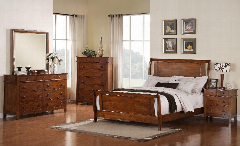 Phoenix Collection Ss-ts755-q-bed-set 5 Piece Bedroom Set With Queen Size Bed + Dresser + Mirror + Chest +