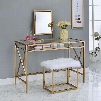 Lismore Collection CM-DK6707CPN 42" Vanity with 8mm Tempered Glass Top 5mm Adjustable Mirror and Fur-like Upholstered Stool in