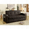 Mavis Collection CM2691-SET 75" Futon Sofa with Tufted Cushion Pull-out Underseat Base Alternate Expansive Bed and Fabric Upholstery in Dark