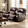 Ruth Collection CM6783BR-LV 77" Reclining Love Seat with Storage Console 2 Recliners Pillow Top Arms and Top Grain Leather Match in