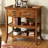 Wickenburg CM-AC214 Side Table with Tray Style Table Top Solid Wood and Others Drawers and Open Shelves Medium Oak Finish in Medium