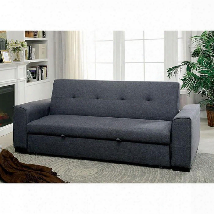 Reilly Collection Cm2815-pk 89" Futon Sofa With Pull-out Underseat Base Tufted Detailing And Linen-like Fabric In