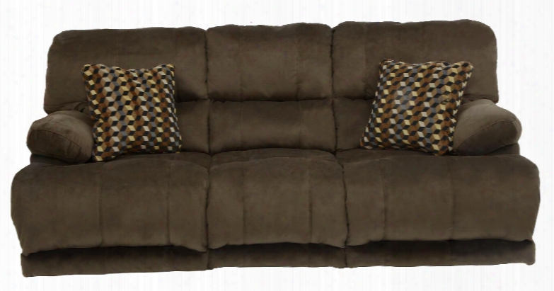 Riley Collection 61221 1870-09/2752-49 88" Power Reclining Sofa With Two Espresso Throw Pillows  Micro-denier Fabric Upholstery And Splir Back Ih