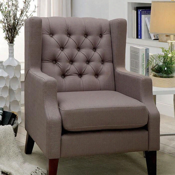 Robin Cm-bn6186-ch-pk Chair With Contemporary Style Wingback Design Button Tufted Padded Fabric In