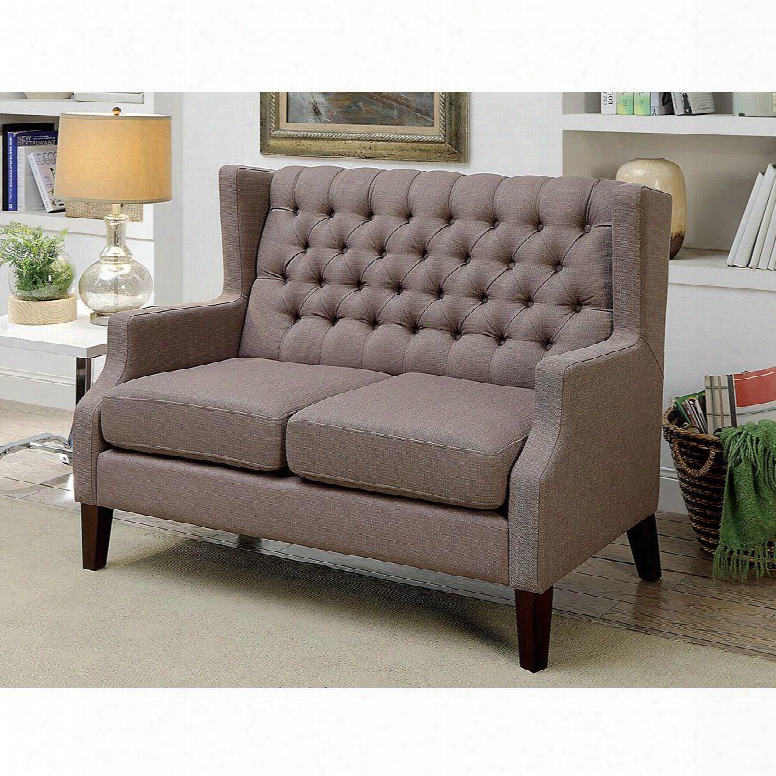 Robin Cm-bn6186-lv-pk Loveseat With Contemoorary Style Wingback Design Button Tufted Padded Fabric In