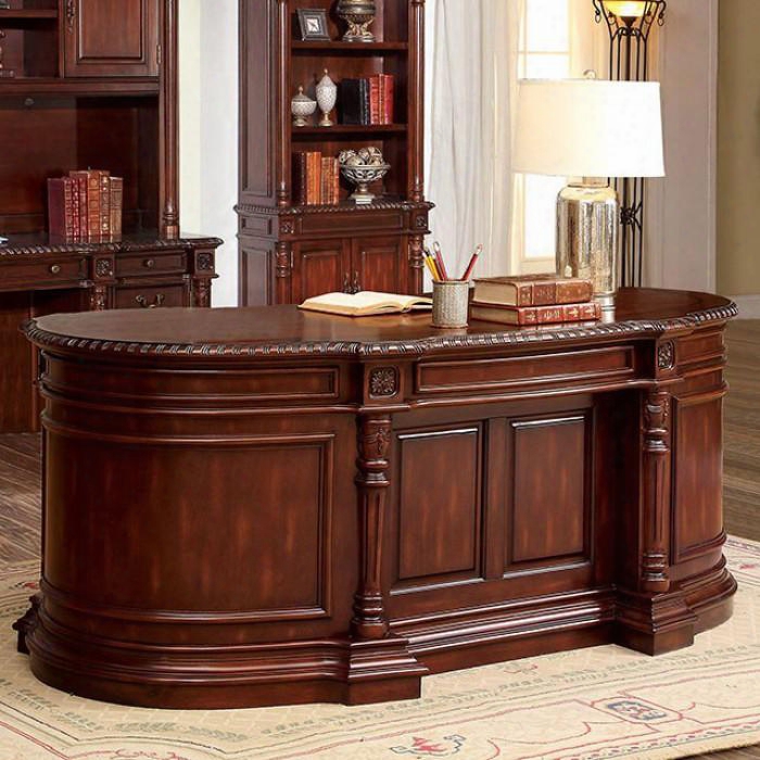 Roosevelt Cm-dk6252do Oval Office Desk With Transitional Style Antique Style Knobs And Handles Solid Wood/wood Veneer/others Multiple Drawers In