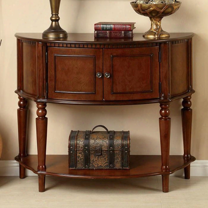 Roxbury Cm-ac6714 Side Table With Traditional Style Cabinet And Open Shelf Turned Legs Solid Wood And Others In