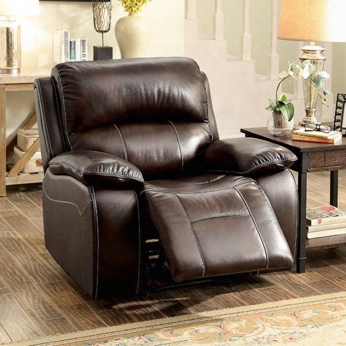 Ruth Collection Cm6783br-ch 42" Rocker Recliner With Plush Cushions Pillow Top Arms And Top Grain Leather Match In